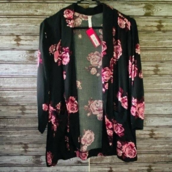 NWT Xhilaration Open Front Floral Kimono Size XXL - Picture 1 of 13